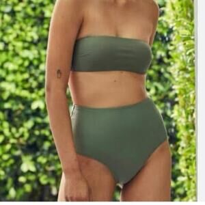 Aerie High Waisted Cheeky Bikini Bottom green size large